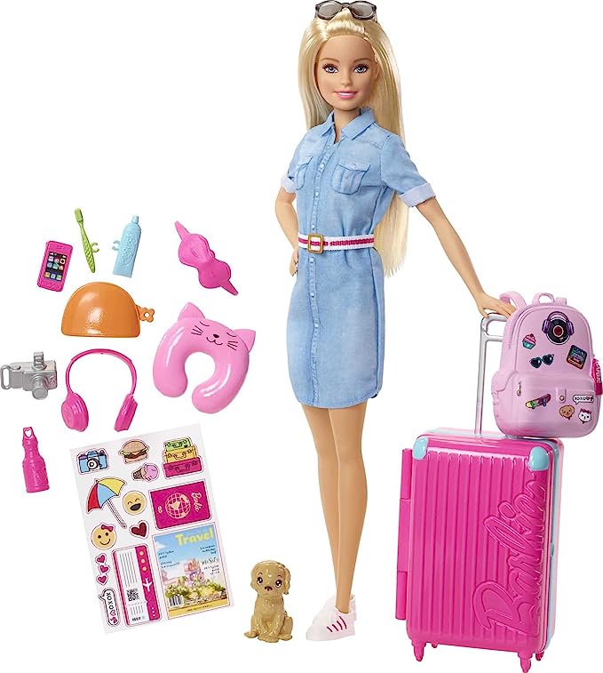 Mattel Barbie FWV25 Travel Doll, Multicolor