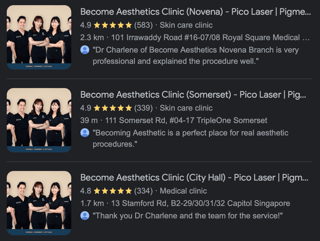 Reviews for Become Aesthetics Clinics in Singapore